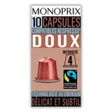 Monoprix Café Doux Intensité 4 10 Capsules 50g