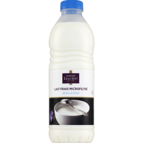 Monoprix Gourmet Lait Frais microfiltré demi-écrémé 1L