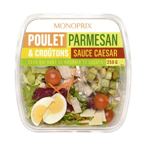 Monoprix Salades & crudités poulet parmesan & croûtons sauce Caesar 250g