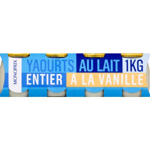 Monoprix Yaourt au lait entier à la vanille 8x125g