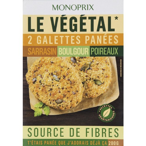 Monoprix Galettes panées sarrasin boulgour poireaux 200g