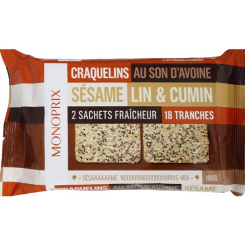 Monoprix Craquelins Au Son D'Avoine 190g