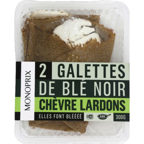Monoprix Galettes De Blé Noir Chèvres Lardons x2, 300g