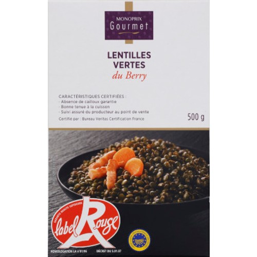 Monoprix Gourmet Lentilles Vertes Du Berry 500g