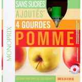 Monoprix Compote de Pomme en gourde sans sucres ajoutés 4x90g