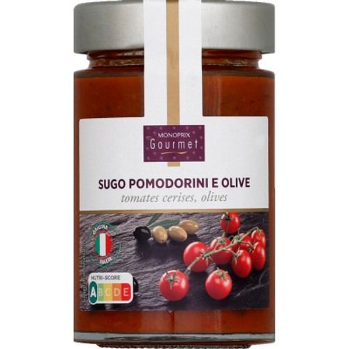 Monoprix Gourmet Sugo Pomodorini E Olive tomates cerises olives 180g