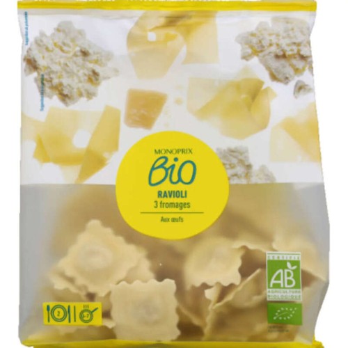 Monoprix Bio Ravioli 3 Fromages 250g