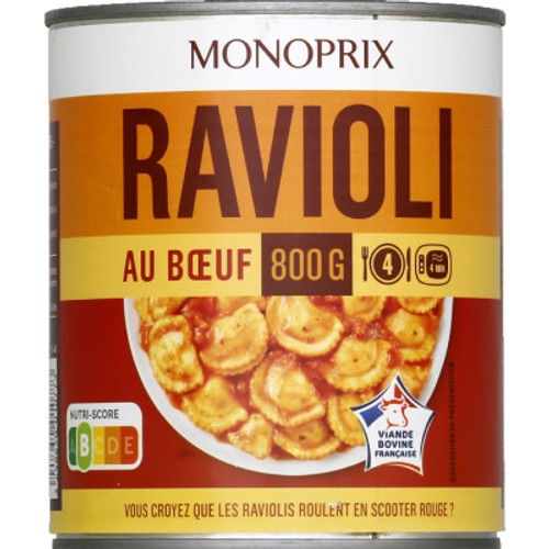 Monoprix Ravioli pur bœuf à la sauce Italienne 800g