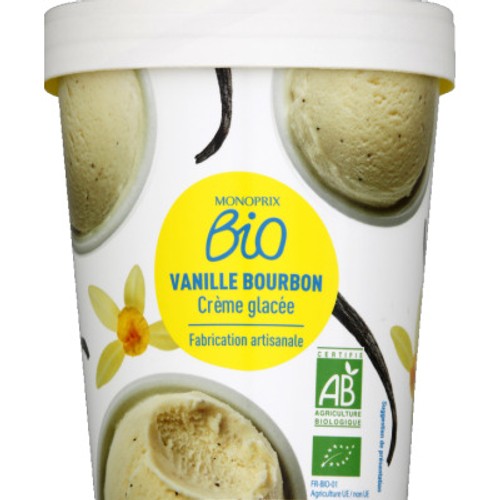 Monoprix Bio  Crème glacée artisanale vanille Bourbon pot 334g