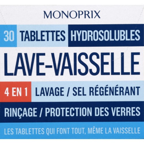 Monoprix Tablettes Hydrosolubles Lave-Vaisselle 4 En 1 x30