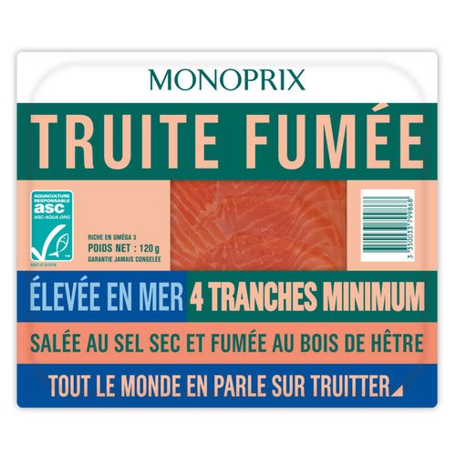 Monoprix Truite Fumé ASC élevée mer 120g