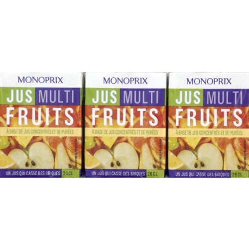 Monoprix Jus multifruits à base de jus concentrés et de purées 6x20cl