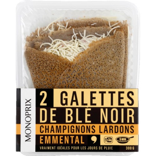 Monoprix Galettes de Blé Noir Champignons Lardon Emmental x2 300g