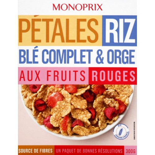 Monoprix Pétales De Riz & Blé Complet, Aux Fruits Rouges 300g