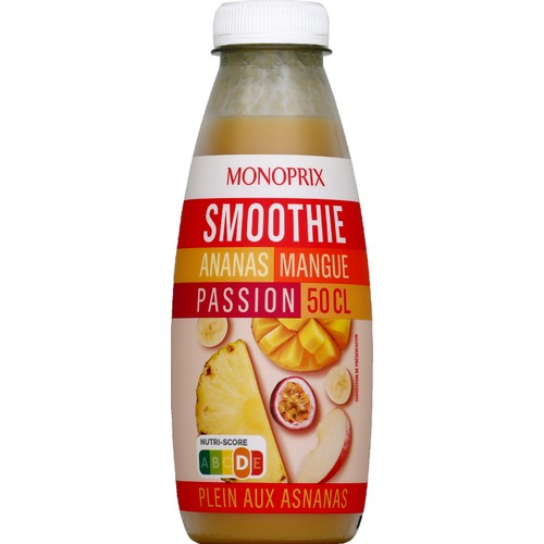 Monoprix Ananas, mangue et fruits de la passion, smoothie 50cl