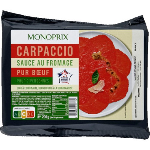 Monoprix Carpaccio de bœuf avec pesto 200g