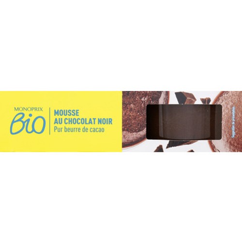 Monoprix Bio Mousse au chocolat noir 2x70g