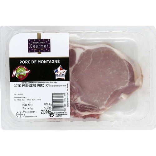 Monoprix Gourmet Côte Première De Porc 150g