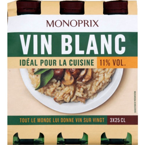 Monoprix Vin Blanc Spécial Cuisine 3x25cl