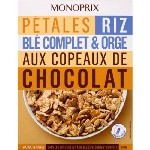 Monoprix Pétales De Riz & Blé Complet Aux Copeaux De Chocolat 300g