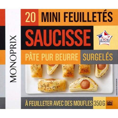 Monoprix 20 Mini feuilletés saucisse 350g