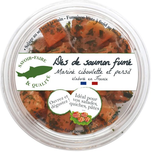 Monoprix Dés de Saumon Fumé Mariné Ciboulette Persil 100g