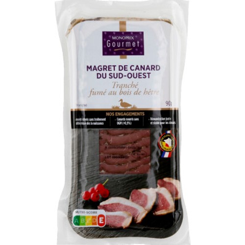 Monoprix Gourmet Magret de Canard tranché fumé 90g