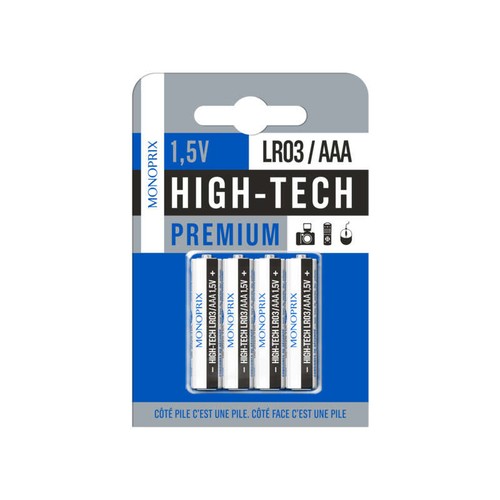 Monoprix Maison Piles Lr03/Aaa High Tech 1,5V X4