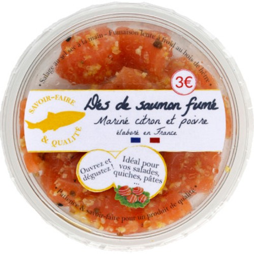Monoprix Dés De Saumon Fumé Mariné Citron & Poivre 100g