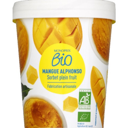 Monoprix Bio Sorbet artisanal à la mangue Alphonso bio 334g