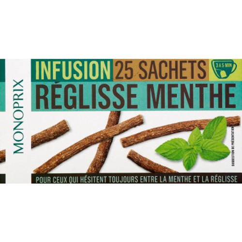 Monoprix Infusion Réglisse Menthe 25 Sachets 37,5g