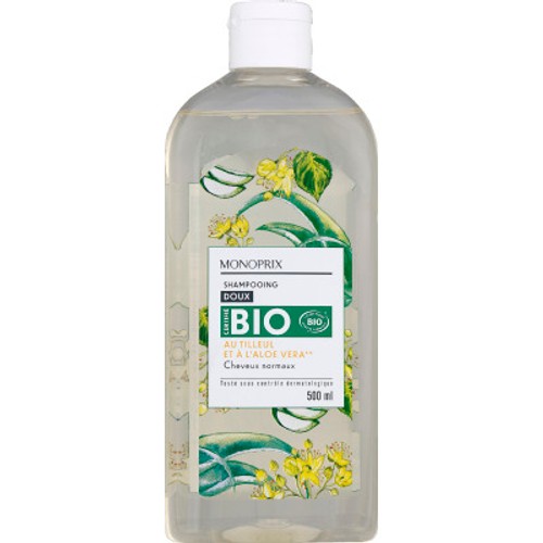 Monoprix Bio Shampooing Doux Tilleul Aloe Vera 500ml