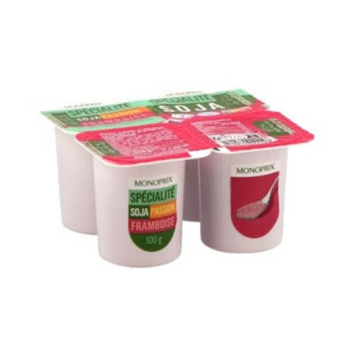 Monoprix Yaourt Soja Framboise & Passion 4x100g