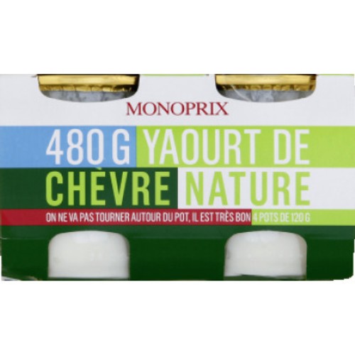 Monoprix Yaourt De Chèvre Nature 4x120g