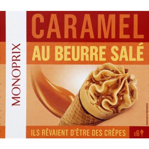 Monoprix Cônes de glace au caramel au beurre salé 429g