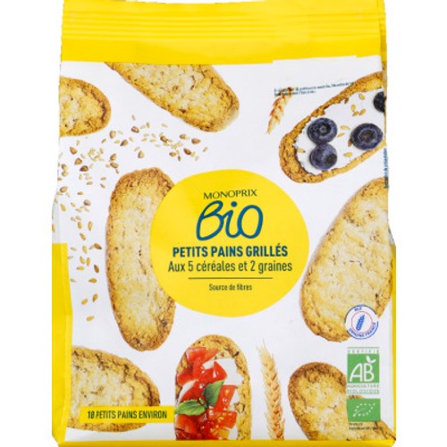 Monoprix Bio Petits Pains Grillés aux 5 Céréales 225g