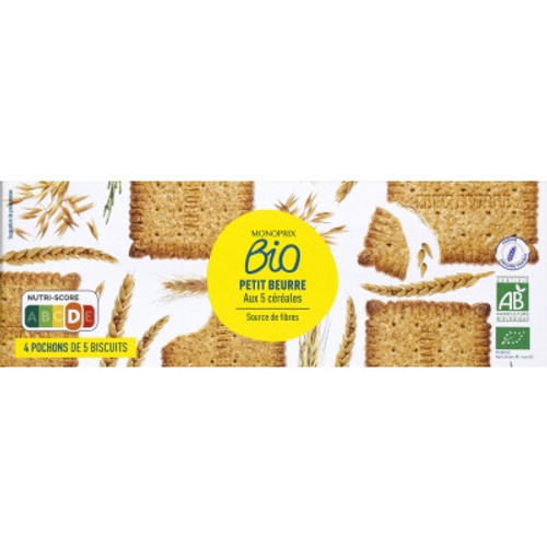 Monoprix Bio Petit beurre aux 5 céréales 167g