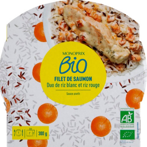 Monoprix Bio Filet de saumon sauce aneth et duo de riz 300g