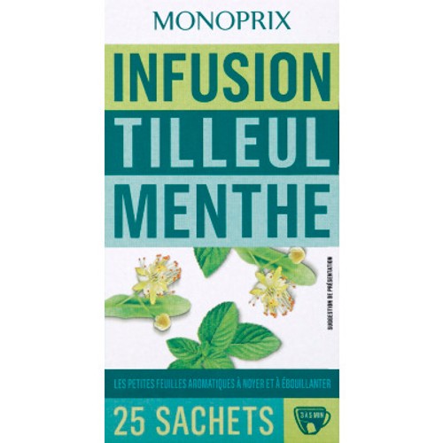 Monoprix Infusion Tilleul Menthe 25 Sachets 40g