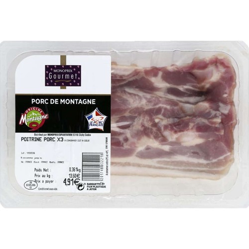 Monoprix Gourmet Darf Poitrine Porc 3x120g