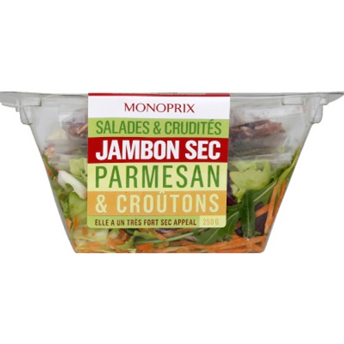 Monoprix Salade & crudités jambon sec parmesan & croûtons 250g