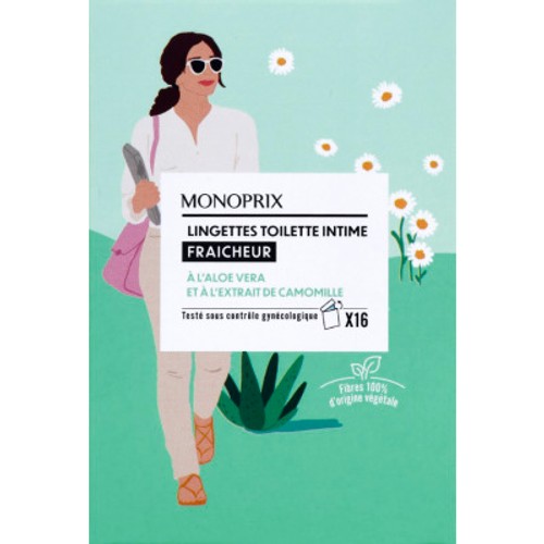 Monoprix Lingettes Toilette Intime Douceur Fraîcheur Aloe Vera X16