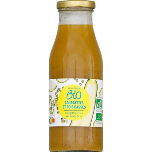 Monoprix Bio Soupe aux courgettes et pois cassés 50cl