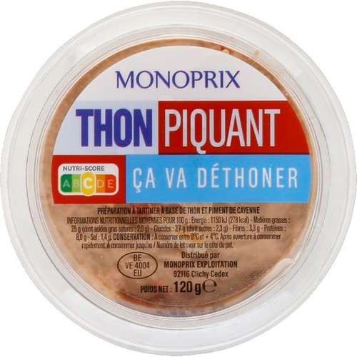 Monoprix Tartinable Thon Piquant 120g