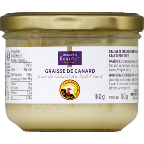 Monoprix Gourmet Graisse de Canard du Sud Ouest 180g