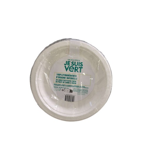 Monoprix Vert Assiettes Blanches Bio X20 23Cm