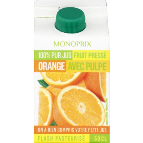 Monoprix Jus d'orange pressé avec pulpe 50cl