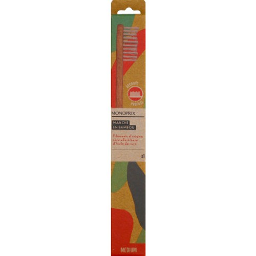 Monoprix Brosse à dents en bambou medium x1