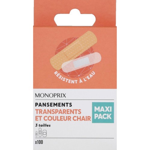 Monoprix Pansements Chair Et Transparents x100