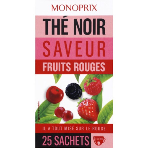 Monoprix Thé Noir Saveur Fruits Rouges 25 Sachets 40g